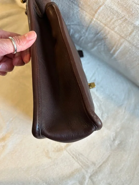 Coach Brown Vintage Willis Leather Top-Handle Satchel with Gold-Tone Turn Lock - Picture 8 of 13